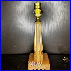 Houze Pink Glass Skyscraper Boudoir Table Lamp Art Deco Antique Vintage Glows