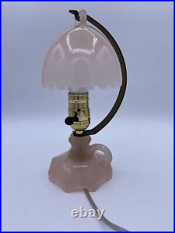 Houzex Art Deco Glass Table Lamp With Shade Pink Glossy