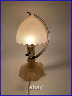 Houzex Art Deco Glass Table Lamp With Shade Pink Glossy