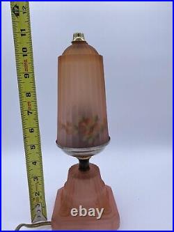 Houzex Art Deco Glass Table Lamp With Shade Pink frosted