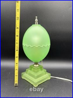 Houzex Art Deco Green Uranium Glass Egg Lamp