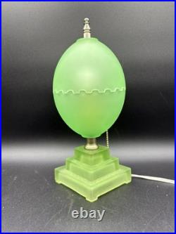 Houzex Art Deco Green Uranium Glass Egg Lamp