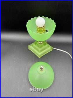 Houzex Art Deco Green Uranium Glass Egg Lamp