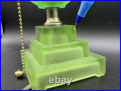 Houzex Art Deco Green Uranium Glass Egg Lamp