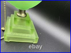 Houzex Art Deco Green Uranium Glass Egg Lamp