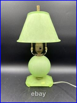 Houzex Art Deco Green Uranium Glass Lamp And Shade