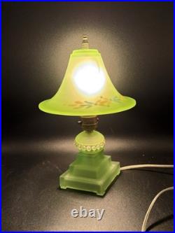 Houzex Art Deco Green Uranium Glass Lamp And Shade