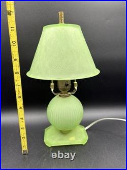 Houzex Art Deco Green Uranium Glass Lamp And Shade