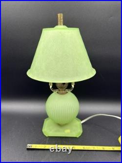 Houzex Art Deco Green Uranium Glass Lamp And Shade