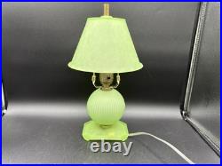 Houzex Art Deco Green Uranium Glass Lamp And Shade