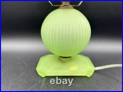 Houzex Art Deco Green Uranium Glass Lamp And Shade