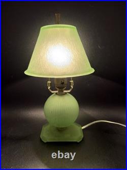 Houzex Art Deco Green Uranium Glass Lamp And Shade