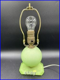 Houzex Art Deco Green Uranium Glass Lamp And Shade