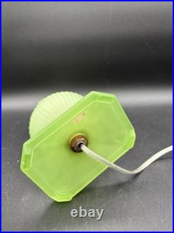 Houzex Art Deco Green Uranium Glass Lamp And Shade