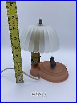 Houzex Art Deco Scotty Glass Table Lamp With Shade Pink frosted