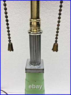Houzex Table Lamp Base Art Deco Nile Green Silver Leaf Finish Ready to Use Base