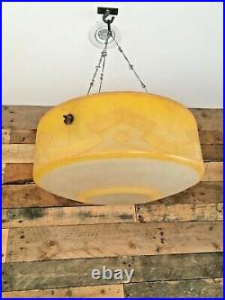 Huge Art Deco 30's Geometric Design Glass Flycatcher Ceiling Lamp Light Shade