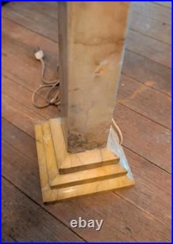 Huge Tall 29 Antique Marble Alabaster Table Lamp Art Deco Nouveau Tier Rare Vtg