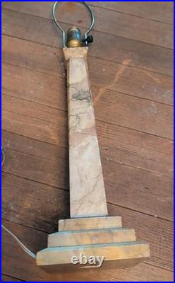 Huge Tall 29 Antique Marble Alabaster Table Lamp Art Deco Nouveau Tier Rare Vtg