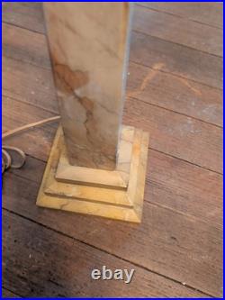 Huge Tall 29 Antique Marble Alabaster Table Lamp Art Deco Nouveau Tier Rare Vtg