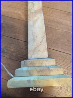 Huge Tall 29 Antique Marble Alabaster Table Lamp Art Deco Nouveau Tier Rare Vtg