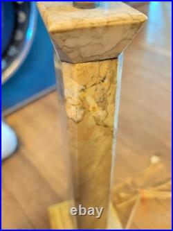 Huge Tall 29 Antique Marble Alabaster Table Lamp Art Deco Nouveau Tier Rare Vtg