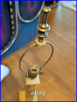 Huge Tall 29 Antique Marble Alabaster Table Lamp Art Deco Nouveau Tier Rare Vtg