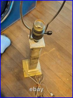 Huge Tall 29 Antique Marble Alabaster Table Lamp Art Deco Nouveau Tier Rare Vtg