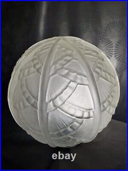 Huge art deco glass globe 1920 1930 for lamp chandelier sconce in excellent condition