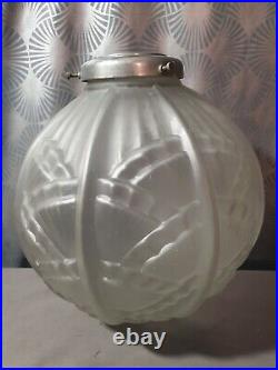 Huge art deco glass globe 1920 1930 for lamp chandelier sconce in excellent condition