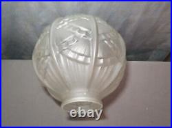 Huge art deco glass globe 1920 1930 for lamp chandelier sconce in excellent condition