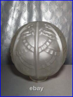 Huge art deco glass globe 1920 1930 for lamp chandelier sconce in excellent condition