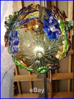 Important Rare French 1900 Art Deco Nouveau Ceiling Lamp Chandelier Glass bronze
