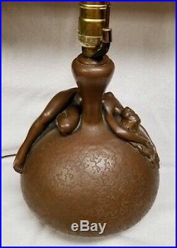 Incredible Olive Kooken 1910-1948 art deco nuavo bronze lamp