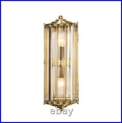 Italian Art Deco Brass Glass Rod Sconce Lamps 1930s Style Wall Light Pair Vtg