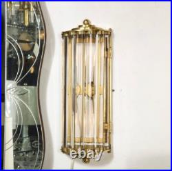 Italian Art Deco Brass Glass Rod Sconce Lamps 1930s Style Wall Light Pair Vtg