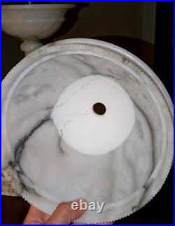 Italian Art Deco Carved Alabaster Marble Cockatoo & Rare Green Parrot Bird Lamp