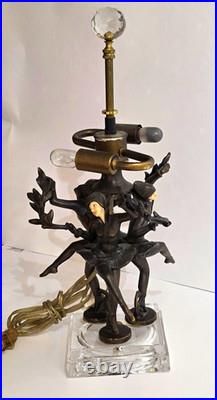 JB Hirsh 1930s Antique 3 Harlequin Pixie Art Deco Bronze Lamp (Extremely Rare)