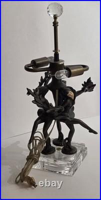 JB Hirsh 1930s Antique 3 Harlequin Pixie Art Deco Bronze Lamp (Extremely Rare)