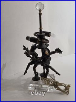JB Hirsh 1930s Antique 3 Harlequin Pixie Art Deco Bronze Lamp (Extremely Rare)