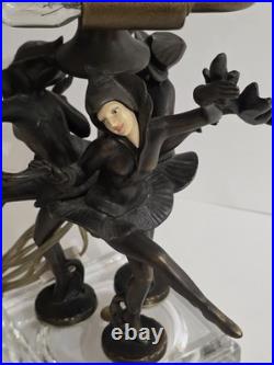JB Hirsh 1930s Antique 3 Harlequin Pixie Art Deco Bronze Lamp (Extremely Rare)
