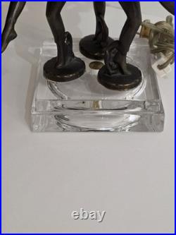 JB Hirsh 1930s Antique 3 Harlequin Pixie Art Deco Bronze Lamp (Extremely Rare)