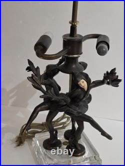JB Hirsh 1930s Antique 3 Harlequin Pixie Art Deco Bronze Lamp (Extremely Rare)