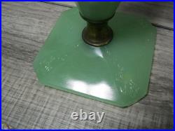 Jadeite and white art deco slag glass lamp