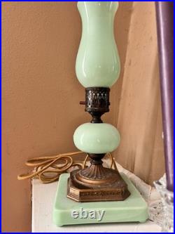 Jadeite art deco glass lamp