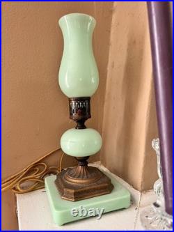 Jadeite art deco glass lamp