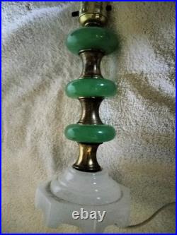 Jadite Art Deco 11 Boudoir Lamp withOnyx Marble Base-Jefferson Glass Co-RARE