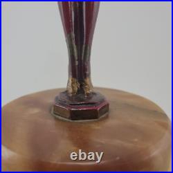 Joseph Lorenzl The Kiss Art Deco Painted Bronze Figure on Alabaster Lamp