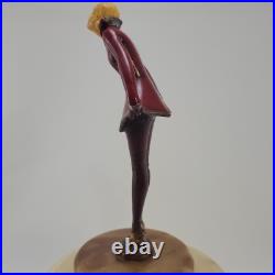 Joseph Lorenzl The Kiss Art Deco Painted Bronze Figure on Alabaster Lamp