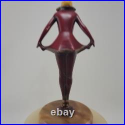 Joseph Lorenzl The Kiss Art Deco Painted Bronze Figure on Alabaster Lamp